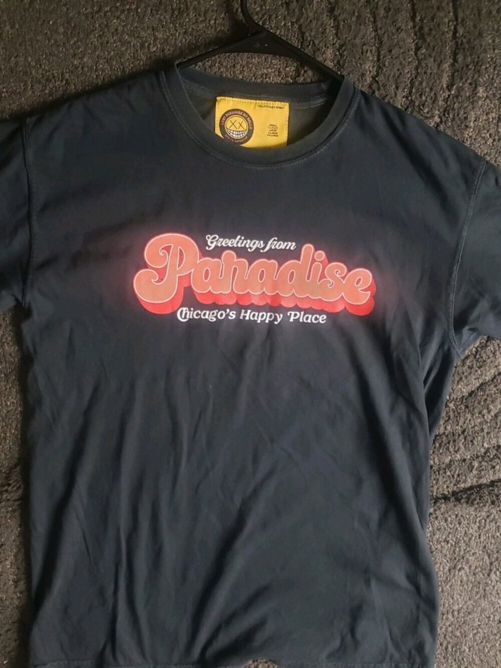 Lost Paradise By Rello Black T-Shirt Men's M  "Greetings from Paradise"